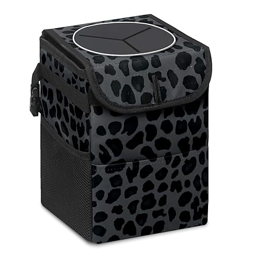 Car Trash Can – Multi-Purpose, Lightweight and Portable with Durable Water-Resistant Coating, No Installation Required, Practical and Ample Capacity, Variety of Colors.Black Leopard Print
