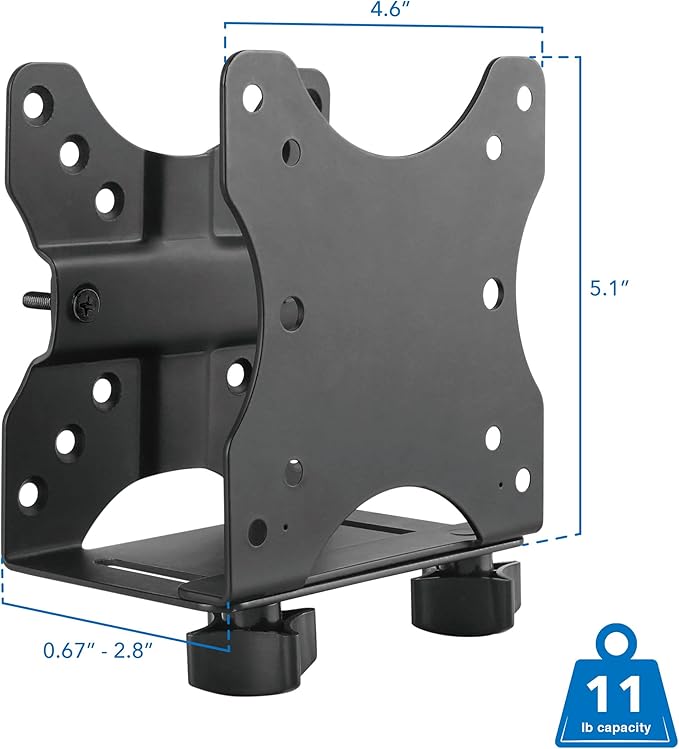 Mount-It! Adjustable Thin Client Mini PC Mount ??Under Desk, Wall, Pole, or VESA Monitor Stand ??Fits Mac mini, Small CPUs, Thin Clients, Docking Stations ??Holds 11 lbs