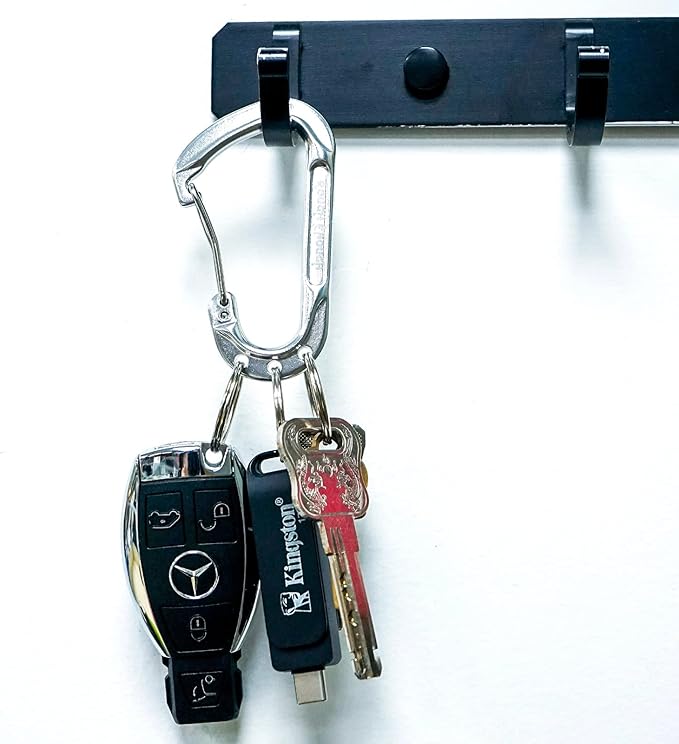 Rough Enough Carabiner Keychain Clip with Triple 3 Keyring Buckle Aluminum Alloy Metal for EDC Preppy Teens Men