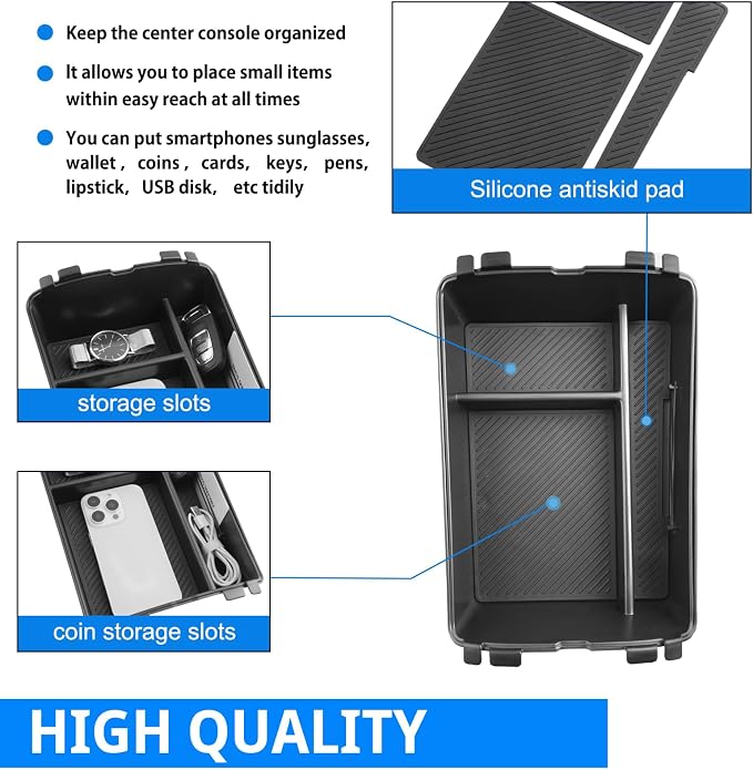 SHAOHAO 2 Pcs for 2026 Hyundai Palisade Center Console Organizer for 2026 Hyundai Palisade Calligraphy Accessories Console Tray & Cup Holder 2026 Palisade LX3 Armrest Insert Box (Only for 7-Seat)