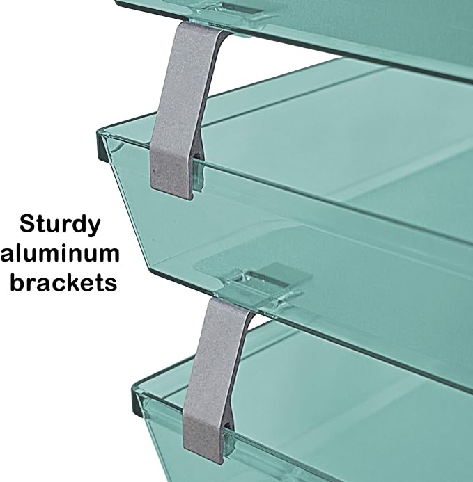 Acrimet 4 Tier Paper Letter Tray Side Load Letter Size, Office Desk File Document Organizer Plastic (Clear Green)