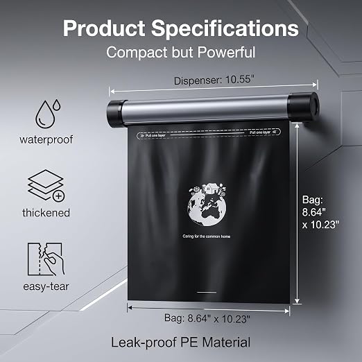 Rolling Dispenser Car Trash Can - Aluminum Alloy Rotary Storage, Magnetic Hanging Waterproof Garbage Bag,Auto Accessories for Travel