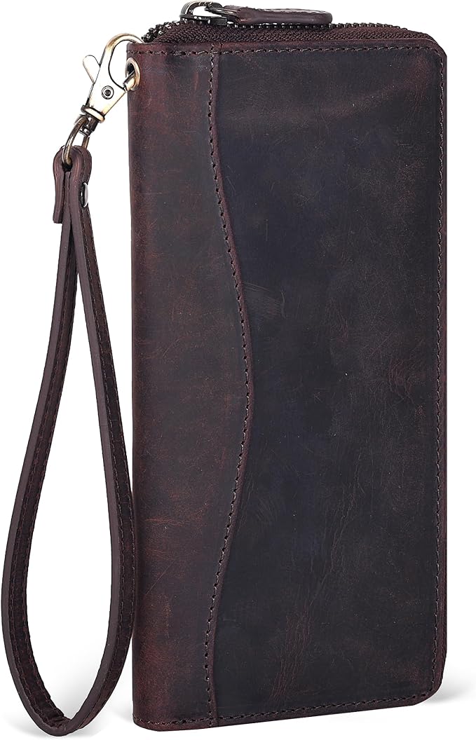 Oak Leathers Brown Leather Wallet for Women - RFID Womens Wallet Clutch with 8 Credit Card Holder, Coin Pocket