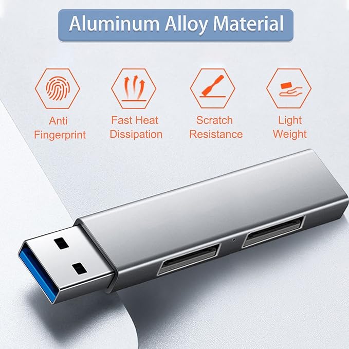 USB 3.0 Hub, VIENON Aluminium 3-Port USB Hub USB Splitter USB Expander for Laptop, Xbox, Flash Drive, HDD, Console, Printer, Camera,Keyborad, Mouse