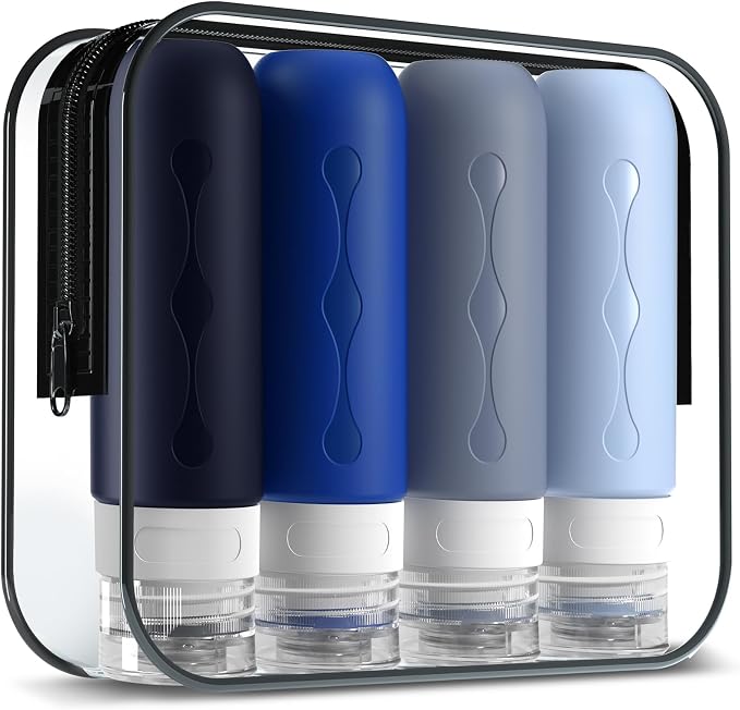 Gemice Travel Bottles - TSA Approved 3oz Containers, BPA Free, Leak Proof, Refillable Liquid Travel Accessories for Shampoo, Lotion, Soap