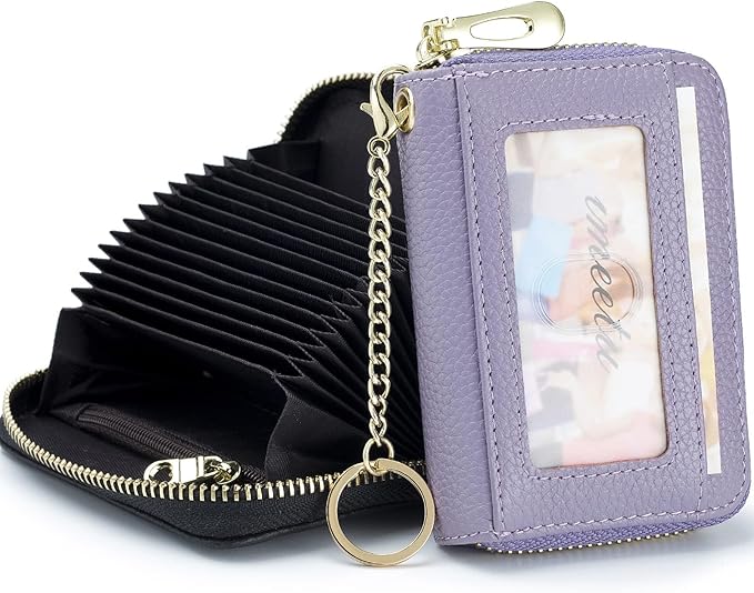 imeetu Rfid Credit Card Holder,Genuine Leather Businese Card Case,Rfid Blocking Wallet for Women & Men