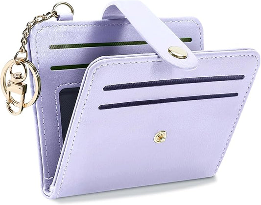 Airkit Small Wallets Woman RFID Blocking Leather Credit Card Holder - with ID Window - Card Wallets for Women - with Zipper Coin Purse - Keychain Wallet