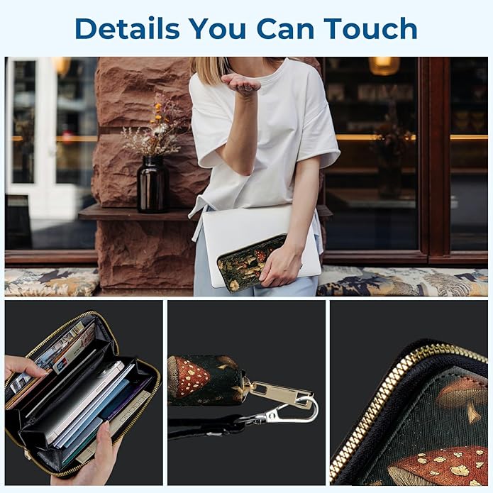 Wristlet Wallet for Women, RFID Blocking Phone Wallet, Large Capacity Zip Around Clutch, Fits iPhone 15 Pro Max, Travel Organizer Purse