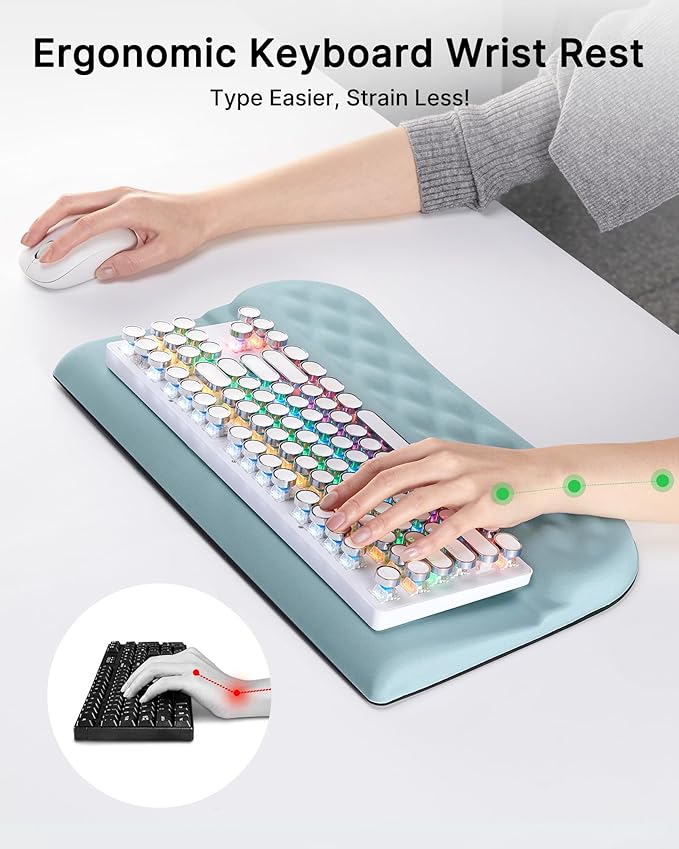 Laborio Keyboard Wrist Rest Stand for Desktop, 2 Angle Ergonomic Computer Keyboard Holder Stand, Key Board Riser with Wrist Support, Arm Rest for Office, Home, Desk(Blue)