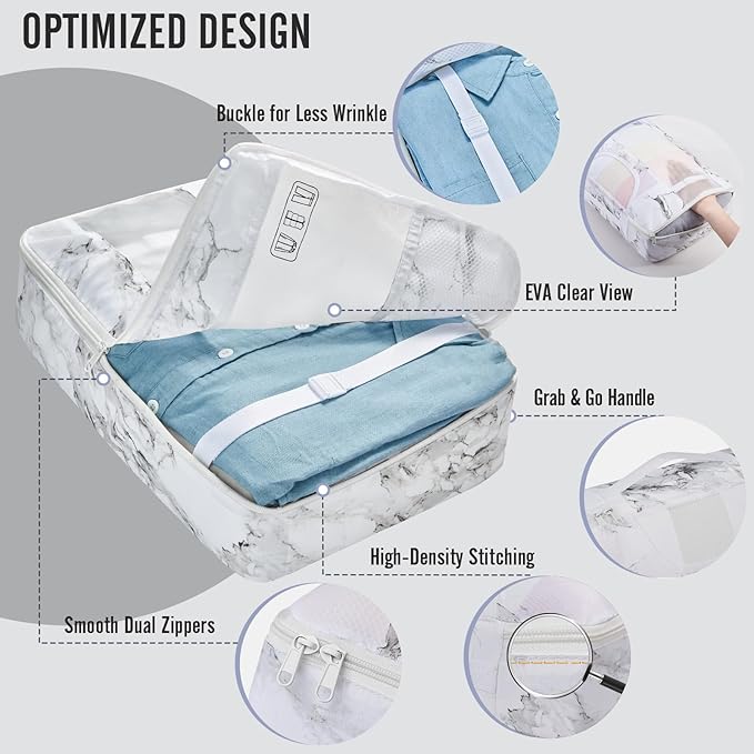 8 Set Packing Cubes for Travel Essentials, Suitcase Organizer Bags in 4 Sizes, Carry-On Luggage Accessories with Laundry Bag, Airplane Must Have, Gifts for Women Men