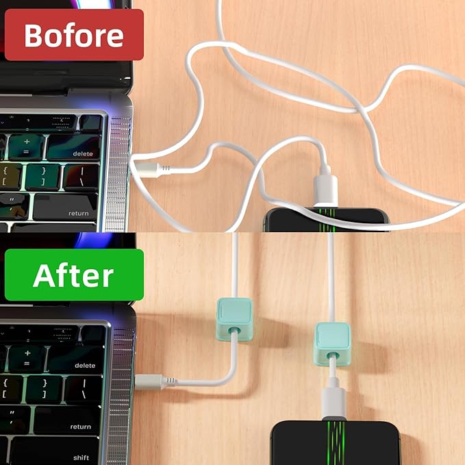 8 Pack Magnetic Cord Organizer, Easy Secure Adhesive Cable Management, Wire Holder Keeper Organizer Management, Hide Or Organize Phone USB Charger Cable for Home,Office,Car,Desk,Nightstand-Blue