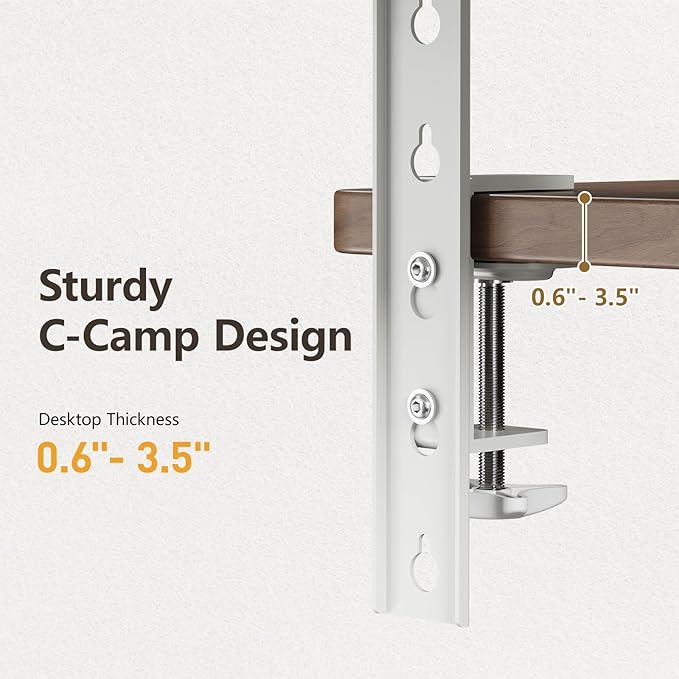 3 in 1 Clamp-on 15.7"×7.5" Desk Extender, Heavy-Duty Side/Top Desk Organizer Shelf, Adjustable Desktop Storage for Office Accessories, Monitor and Laptop Riser, White