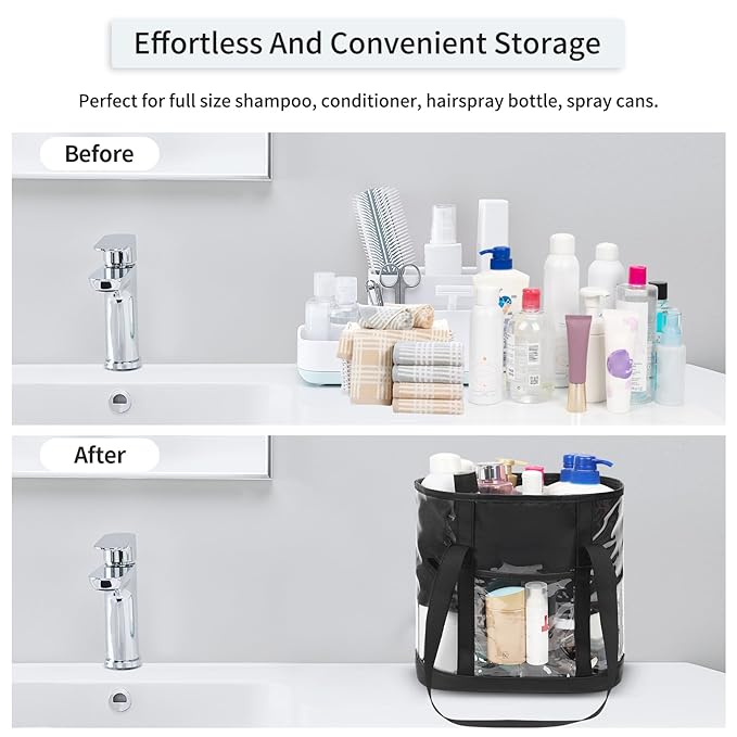 Large Clear Toiletry Bag, Travel Toiletry Bag for Women and Men, Waterproof Clear Tote Bag, Transparent Makeup Bag Organizer Portable Bath Shower Bag for Bathroom, Gym, Beach, Swimming, Traveling