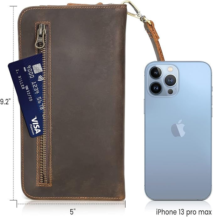Polare Full Grain Leather Family Travel Passport Wallet and Documents Organizer RFID Blocking Case Holder Fits 6 Passports for Men and Women