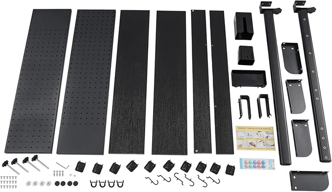 Clamp on Desk Shelf with Pegboard, Desk Extender Pegboard Workstation, Desktop Bookshelf Storage Shelves for Home Office Dorm, 37.4in (Black)