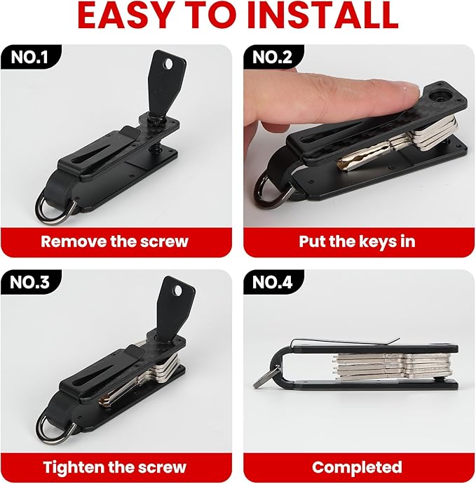 Key Organizer – Minimalist Metal Key Holder for 1-5 Keys, Compact Keychain with Clip, Noiseless & Sleek Design for Men and Women (Carbon Fiber)