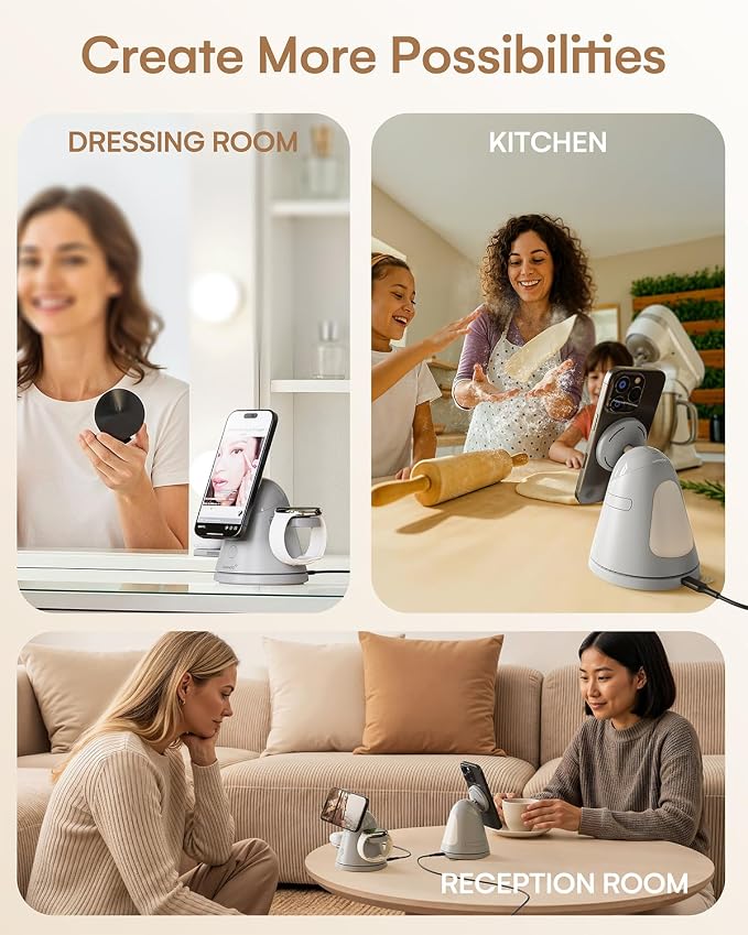 ZEEHOO 3 in 1 Charging Station for Apple Devices,Qi2 Mag-Safe Charger Stand&Light,Fast Wireless Charging Station for iPhone 17/16/15/14/13/12&AirPods&iWatch&Pixel 10& Samsung Galaxy Watch-30W Adapter