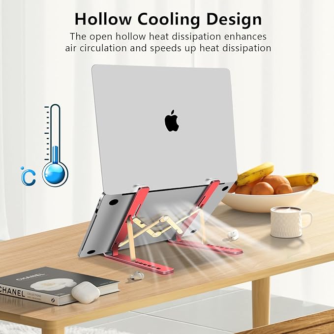 Laptop Stand, Computer Tablet Stand, Adjustable Aluminum Foldable Portable Laptop Holder Riser, Compatible with MacBook Air Pro, Lenovo, HP, Dell, More 10-15.6??Laptops and Tablets (Red)