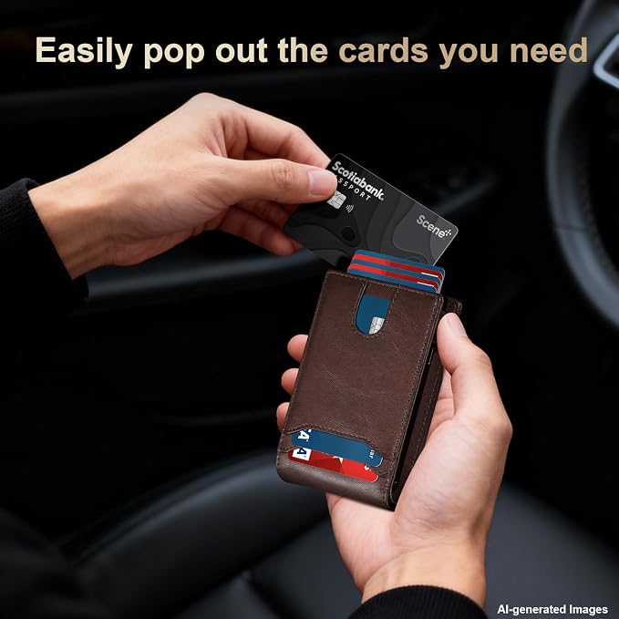 furid Card Wallet For Men Slim: Smart Rfid Minimalist Front Pocket Pop Up Wallet with ID Window - Stocking Stuffers Gifts Boxed for Husband Father at Birthday Anniversary