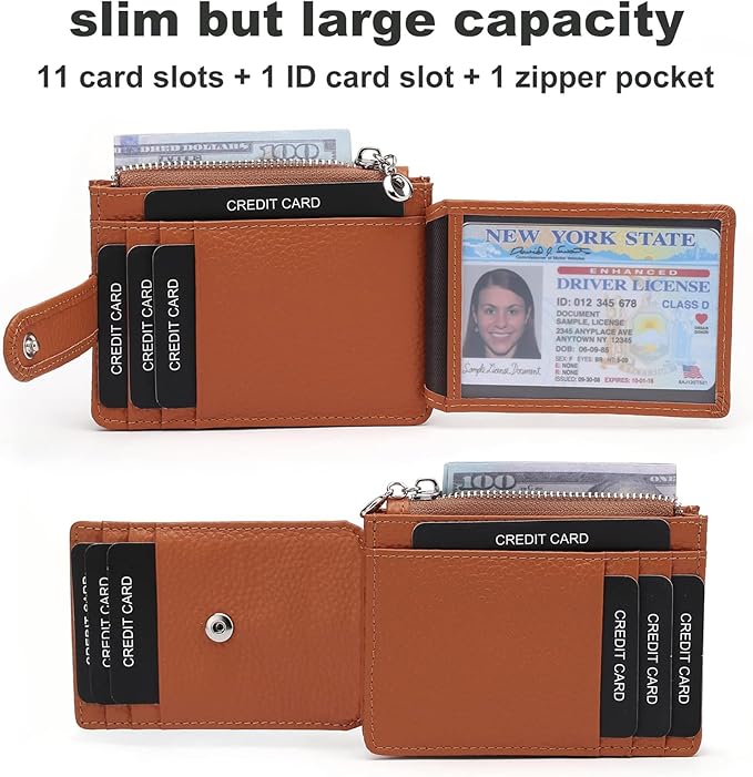 Slim Wallet for Women Genuine Leather Card Holder Thin Womens RFID Blocking Small Wallets