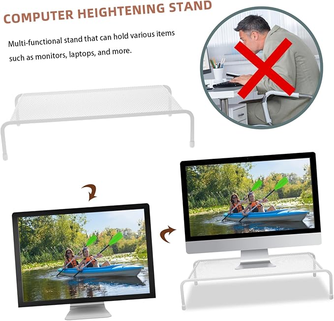 Monitor Riser Stand for Desk - Ergonomic Computer Screen Riser with Elevated Viewing Angle Sturdy Desktop Storage Rack for Home and Office 13.38 X 7.87 X 3.14 Inches
