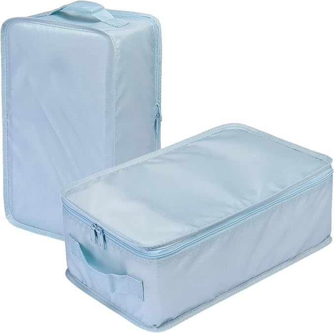 tianzong Travel Shoe Bag with Handle Holds 2 Pairs of Shoes, Shoe Packing Cubes for Travel (Blue, 2 Pack)