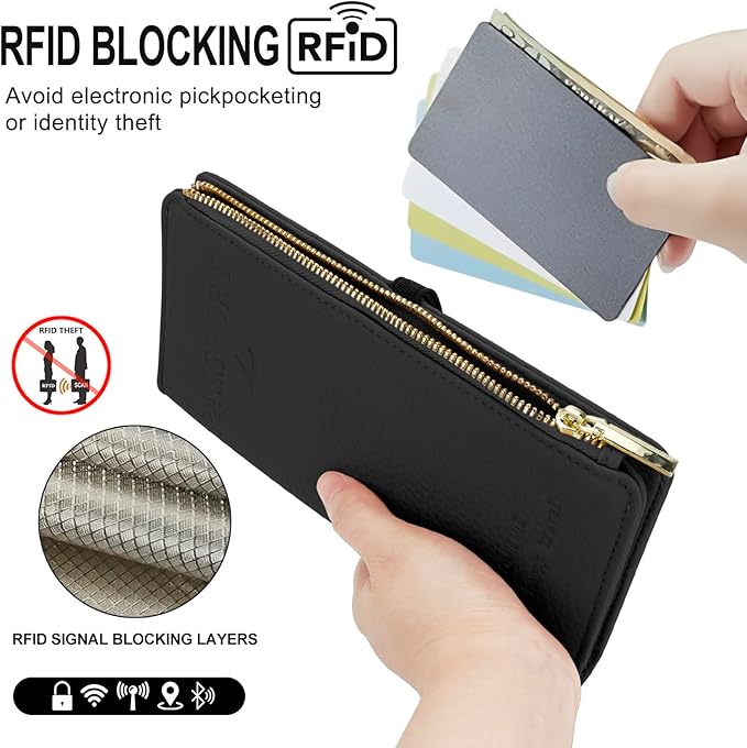 DOB SECHS White Leather Passport Holder, RFID Blocking Passport Wallet Credit Cards Case for Women, Travel Accessories Organizer Pouch Bag with ID Window+Zippered Cash Pocket+SIM Slots