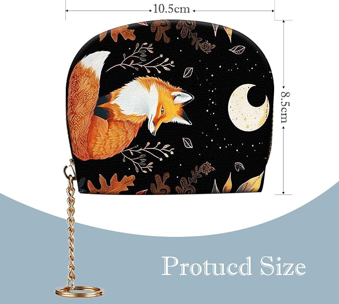 Women's Slim RFID Wallet – Compact Leather Card Holder Wallet for Women, 9 Card Slots RFID Blocking Credit Card Organizer, Small Travel Wallet - Cute Fox Moon with Plants