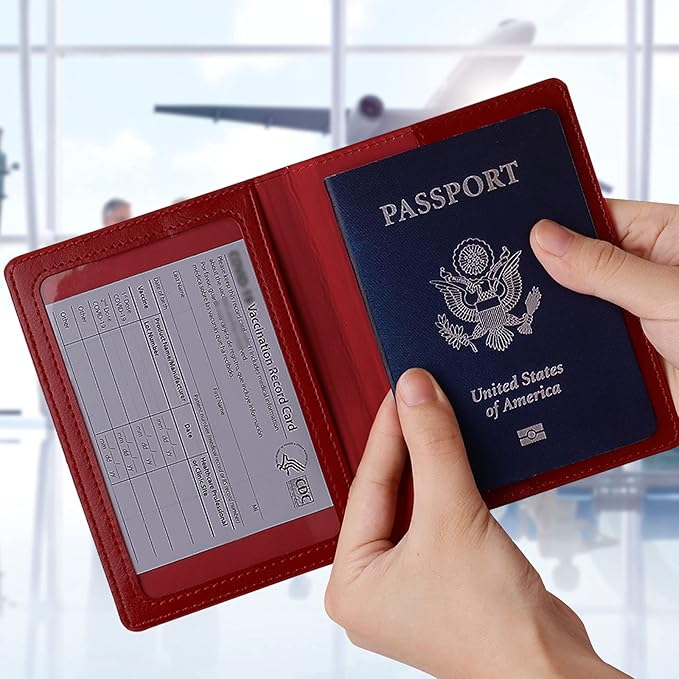 TIGARI Passport Holder for Travel Women Men, Valentines Day Gifts PU Leather Wallet Cover Case Sleeve, Waterproof Protected Document Organizer, Vacation Plane Cruise Travel Essentials