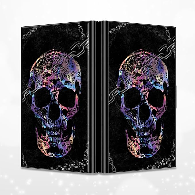 Slim Credit Card Holder, Shackle Skull RFID Blocking Metal Wallet for Men & Women, Aluminum Minimalist Hard Case Pocket-Sized Business Cards Organizer (Fits Up to 10 Cards)
