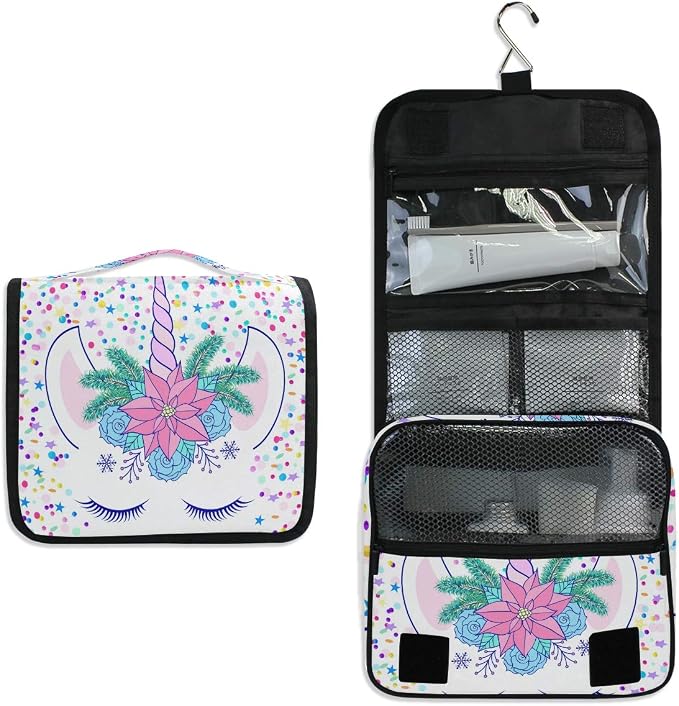 senya Hanging Travel Toiletry Bag Kit Makeup Case Cosmetics Organizer for Men Women (Unicorn)