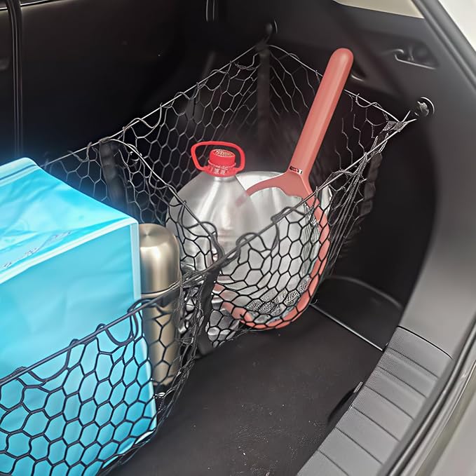 BAILALIBO Cargo Net Stretchable, Adjustable Elastic Trunk Mesh Nets with Metal Hook Universal for SUV, Trucks,Pickup, Car Exterior Accessories for Secure Storage (43.5x11.8 inch)