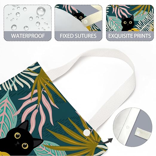 Black Cat Car Trash Bag, Palm Car Trash Bag Hanging, Palm Accessories, Summer Decor Waterproof Cars Back Seat Hanging Organizer Garbage Can for Vehicle Travelling Camping