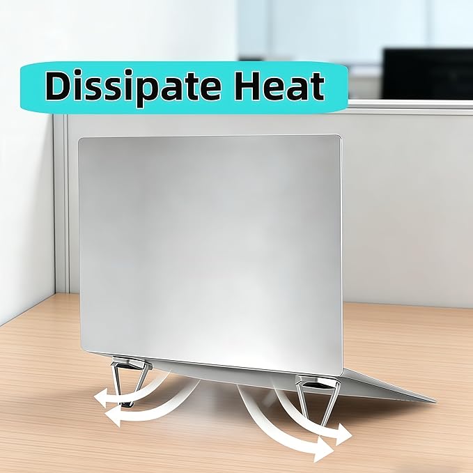 (2 PK/4Pcs) Laptop Stand Foldable & Portable Zinc Alloy Laptop Riser with Anti-Slip Pads Ergonomic Height Adjustment for 12-20 Inch Laptop to Reduce Neck Strain & Improve Cooling