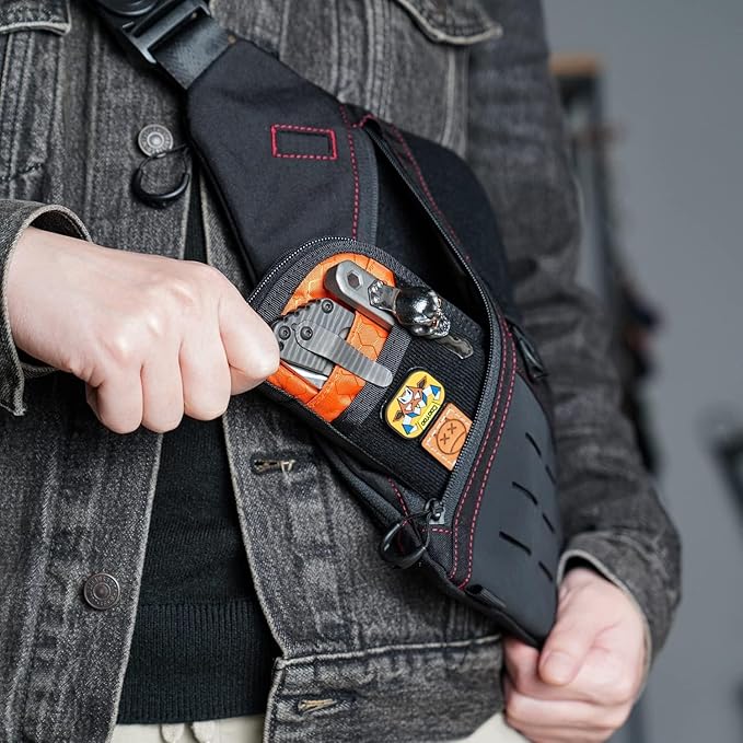 VIPERADE VE22 EDC Pouch Small Pocket Organizer with 9 Compartments, Pocket Tools Pouch with DIY Patches Areas, Compact Multitool Organizer Bag for Men
