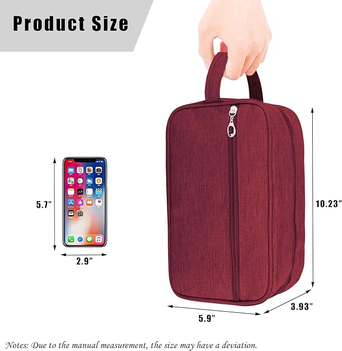 Toiletry Bag, Large Capacity Travel Bag for Toiletries, Waterproof Oxford Fabric Toiletry Organizer for Travel, Business Trips and Daily Use, Travel Essentials for Men or Women (Burgundy)