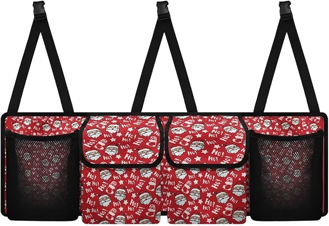 Hanging Car Trunk Organizer for SUV Sedans Jeep Trucks MPV Van, Santa Claus Prints Collapsible Car Back Seat Storage Bag Universal Automotive Interior Accessories