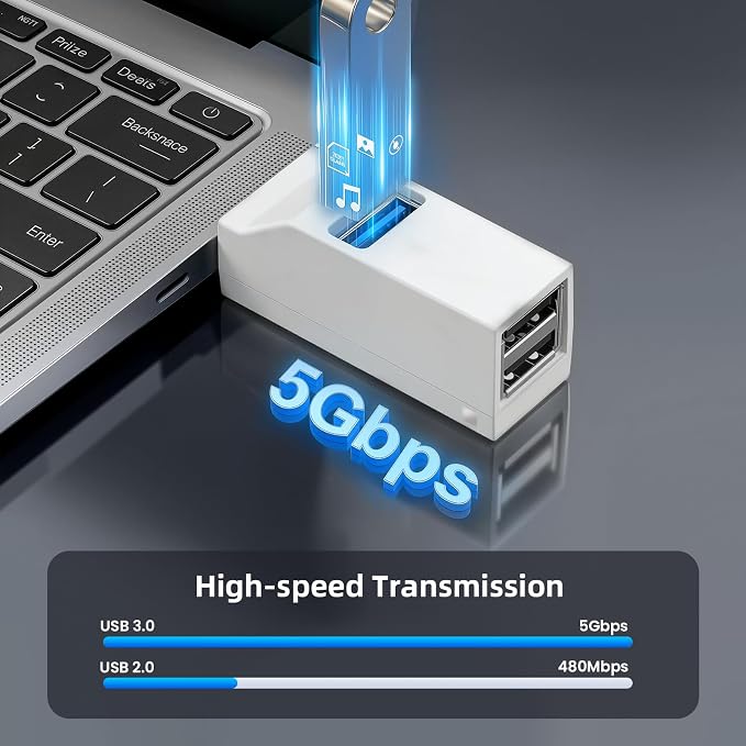 3 Ports USB-Adapter, USB Hub with 3.0 and Double 2.0 USB-Adapter, Portable USB Splitter 1 in 3 Out for U Disk，Keyborad, Mouse，Mobile Hard Disk, etc (White)