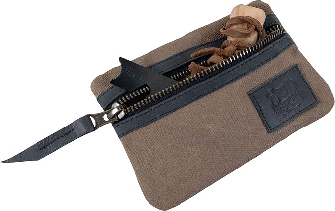 Hide & Drink, Multi-Tool Pocket Pouch, Compact Multipurpose EDC Zippered Bag, Mini Camping Tool Case, Waxed Canvas, Knife Holster, Handmade Slim Organizer