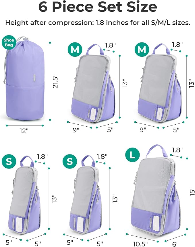 BAGSMART 6 Set /4 Set/2 Set Compression Packing Cubes for Travel, Lightweight Luggage Organizer Bags, Durable Space Saver Bags Travel Essentials