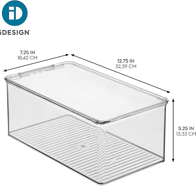 iDesign Stackable Shoe Box - Plastic Shoe Box with Hinged-Lid - Clear - Made in USA