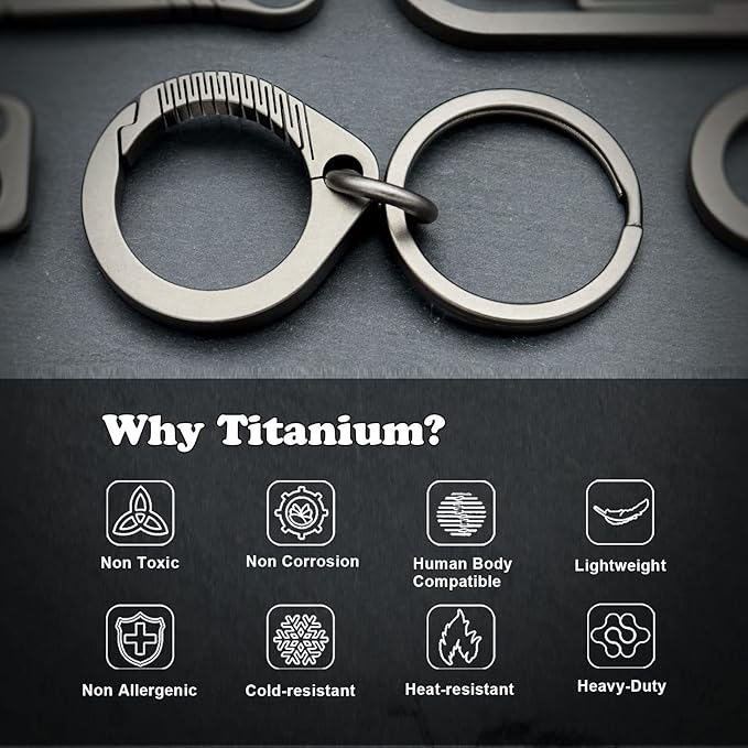 Titanium Key Holder Heavy Duty Quick Release Keychain Clip with Key Ring for Men and Women