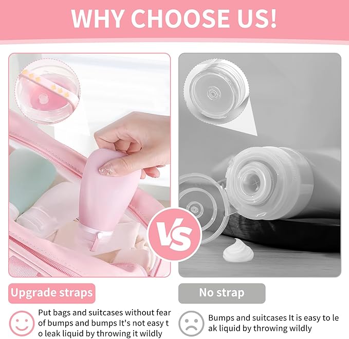 4 Pack 1oz Silicone Travel Bottles Leak Proof Squeeze Bottles For Toiletries Shampoo Conditioner Lotion Salad Dressing Travel Size Containers
