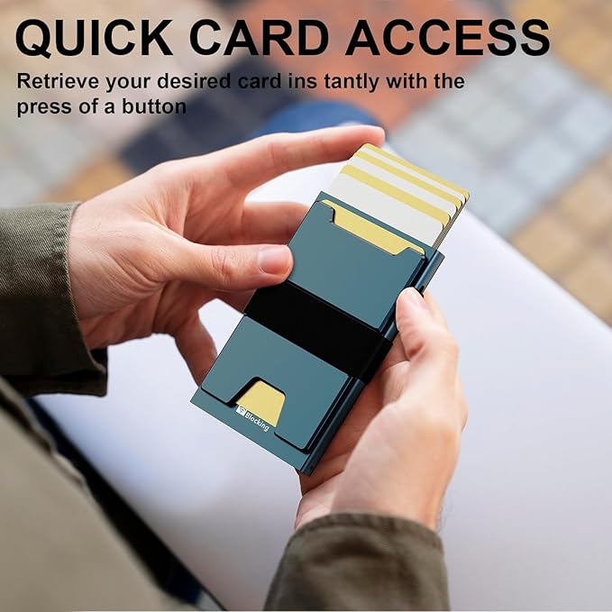 Smart Card Wallet for Men Slim: Minimalist Wallet For Men - RFID Blocking Pop Up Front Pocket Wallet, Metal Wallet 11 Card Holder