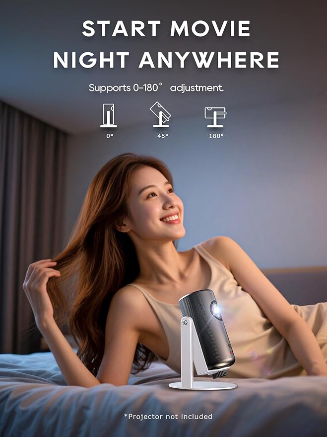 Projector Stand for Nebula Capsule Series & XGIMI Halo+(New) Works with Capsule 3/Air/Pro, Mini Projectors | Ceiling & Wall Projection, Height Adjustable, 360° Rotation | 1/4-Inch Screw(A-White)