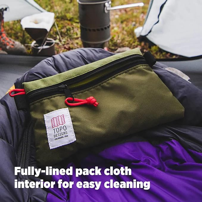 Topo Designs Accessory Bags, Travel Organizer Accessories for Smaller Items, Durable Storage Pouch, 3 Sizes, Fully Lined Pack Cloth (Small, Olive/Olive)