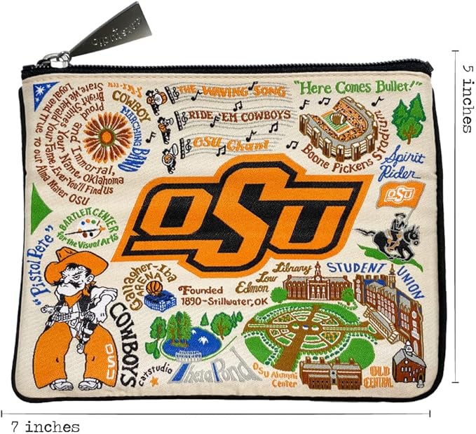 Catstudio Zipper Pouch, Oklahoma State University Travel Toiletry Bag, 5 x 7, Ideal Makeup Bag, Dog Treat Pouch, or Purse to Organize Supplies for Grads & Alumni