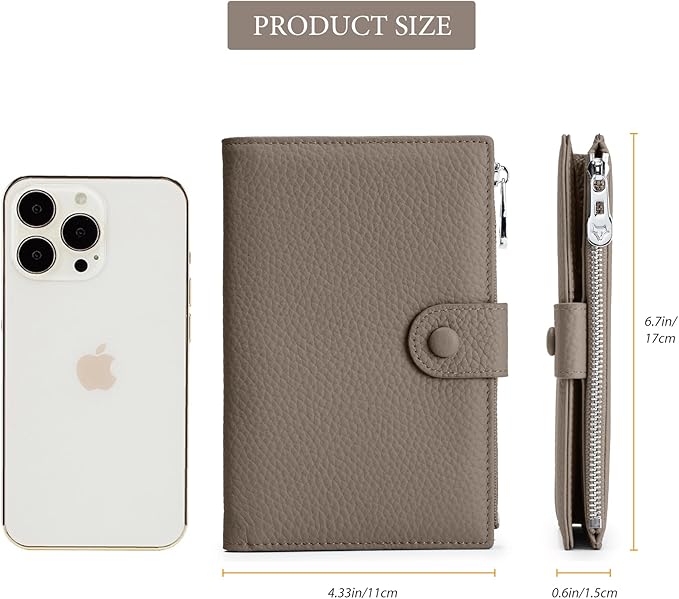 Leather Passport Holder for Travel Women, RFID Passport Wallets, Compact Travel Wallet with Zippered Coins Pocket and SIM Slots, Ladies Passport Cover