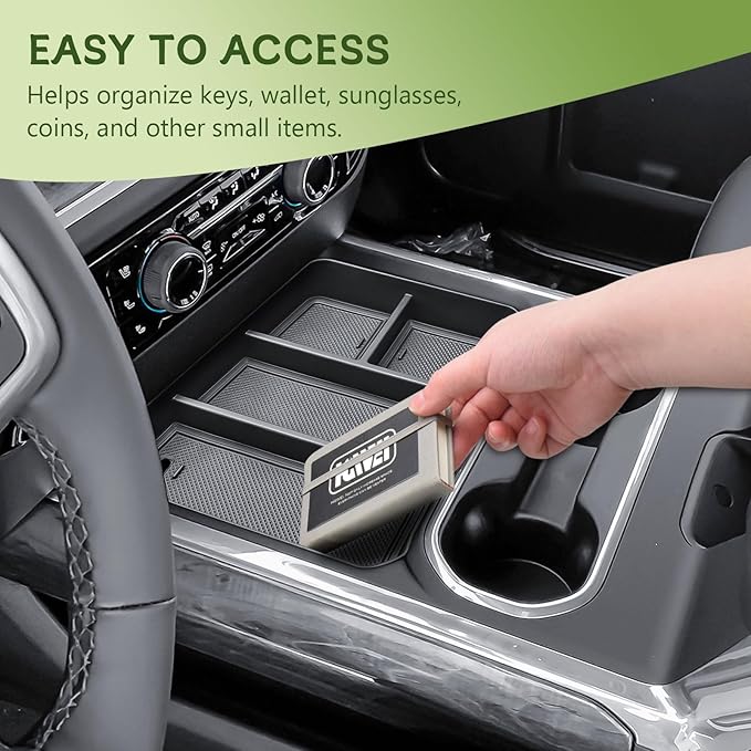 HGWEI Center Console Organizer Compatible with 2024-2026 Chevy Silverado 2500 HD/3500HD Interior Accessories, Armrest Compartment Divider Insert Storage Tray (Fit Full Console w/Bucket Seats Only)