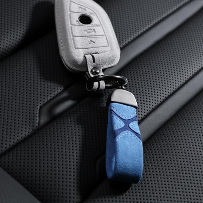 BETTERHUMZ Leather Suede Car Keychain,Key Chain Clip for Alcantara, Anti-Lost D-Ring for Men and Women Car Accessories